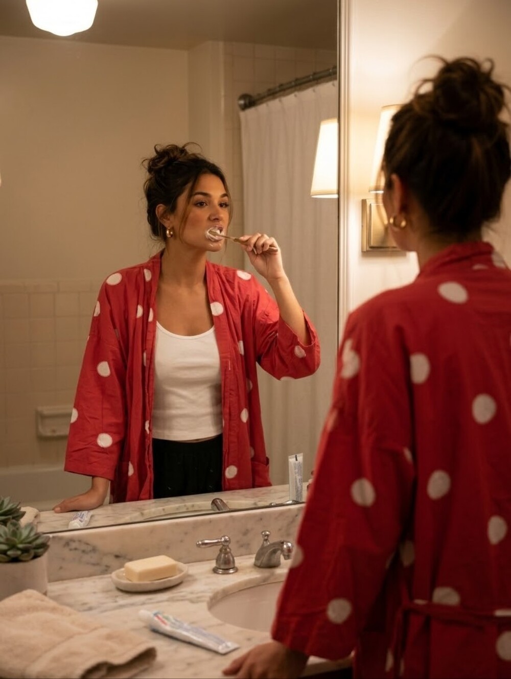 Printfresh X Anthropologie Collab Polka Dot Open Front Robe